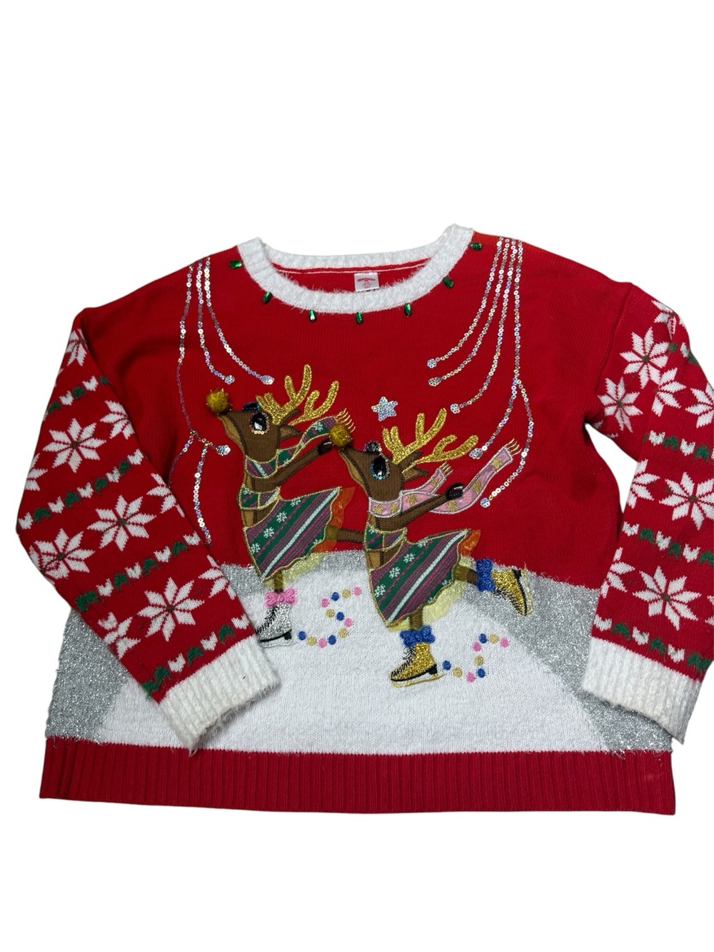 Holiday Time Ugly Christmas sweater Festive Red Holiday Reindeer Sweater